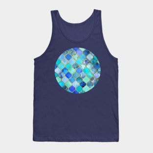 Cobalt Blue, Aqua & Gold Decorative Moroccan Tile Pattern Tank Top